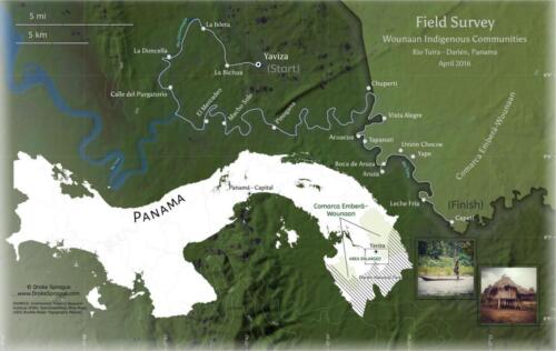 "Darien, Panama Map of Survey Route Traveled" | Drake Sprague, 2016