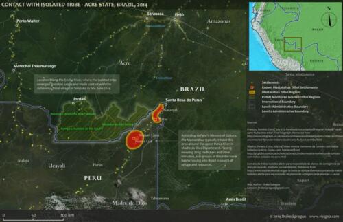 "Map of Amazon Tribal Contact Region" | Drake Sprague, 2014